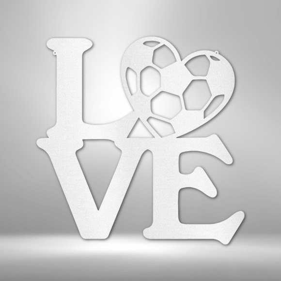 Soccer Love Steel Sign Laser Cut Powder Coated Home & Office Metal Wall Decor Mu